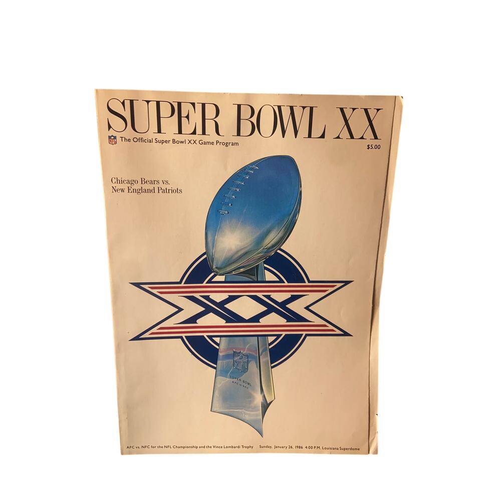 Super Bowl. XX, Chicago Bears vs New England Patriots ,The official game program
